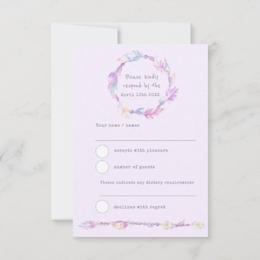 RSVP boho plume violet tribale bienheureuse bébé b (Dos)