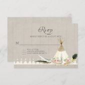 RSVP BOHO Plumes tribales Tee Pee Floral Rustic (Devant / Derrière)