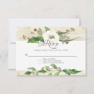 RSVP BOHO Rustic Wood RSVP Response Wild Roos Kaartje