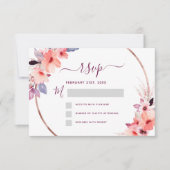 RSVP Bourgondië Bloem Roze Goud Geometrische Trouw Kaart (Voorkant)