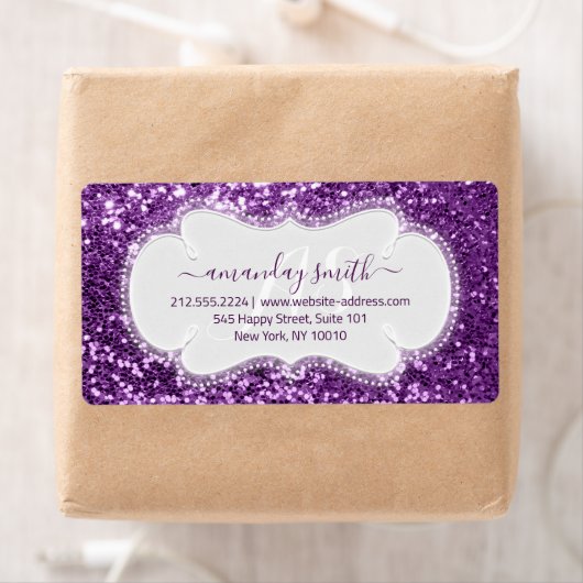 RSVP Bridal Sweet MonogramViolet Royal Glitter Etiket (Insitu)