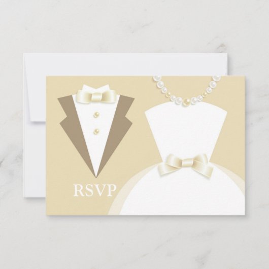 RSVP Bride & Groom Wedding Card met Food Option (Voorkant)