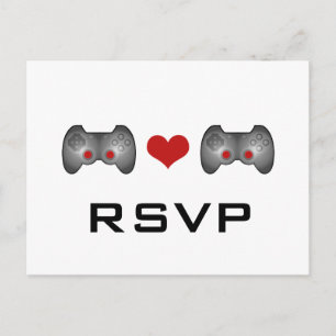 RSVP-Briefkaart met Red Cute Gamer Uitnodiging Briefkaart