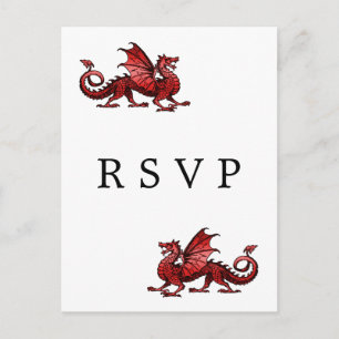 RSVP-Briefkaart met rode drakenbruiloft Uitnodiging Briefkaart