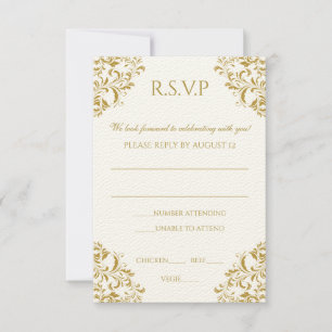 RSVP-Briefkaart - Nadine (Gold) op Ecru RSVP Kaartje