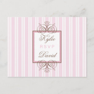 RSVP-BRIEFKAART:: parijse streep - roze Uitnodiging Briefkaart