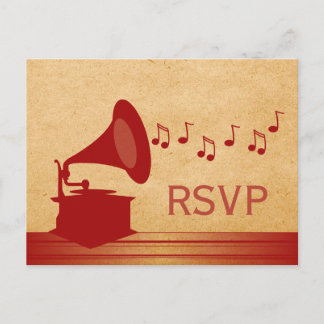RSVP-Briefkaart, rode Vintage Uitnodiging Briefkaart