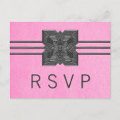 RSVP-Briefkaart Roze Medallion Border Uitnodiging Briefkaart (Voorkant)