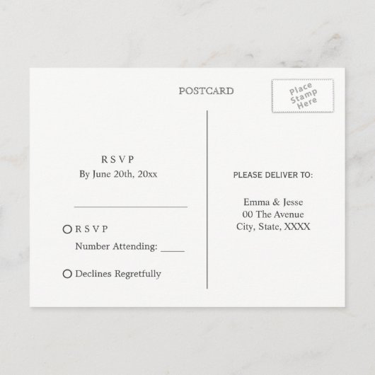 RSVP-briefkaart RSVP Uitnodiging Briefkaart (Achterkant)