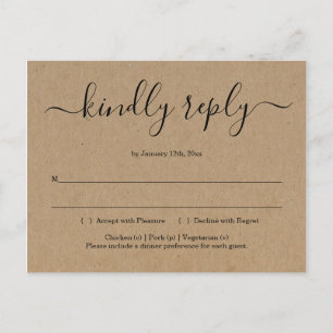 RSVP Briefkaart - Rustic Kraft