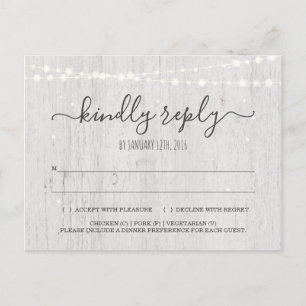 RSVP-Briefkaart Rustic Winter Uitnodiging Briefkaart