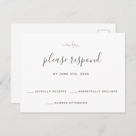 RSVP Briefkaart Simple Branch Wedding Response RSV (Voorkant / Achterkant)