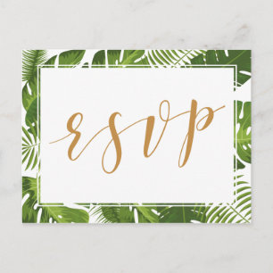 RSVP Briefkaart tropengoud en groen bruiloft