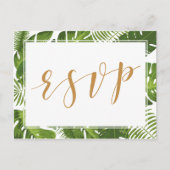 RSVP Briefkaart tropengoud en groen bruiloft (Voorkant)