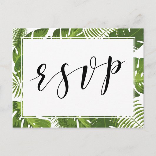 RSVP Briefkaart Tropical Elegant bruiloft (Voorkant)