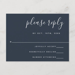 RSVP-Briefkaart van Navy Blue Wedding Response Briefkaart