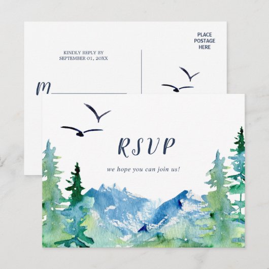 RSVP-Briefkaart voor het menu Rocky Mountain (Voorkant / Achterkant)