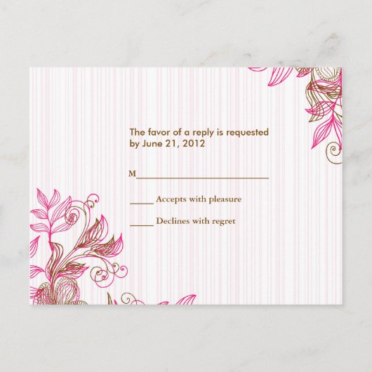 RSVP-Briefkaart, warm roze en bruin Uitnodiging Briefkaart (Achterkant)