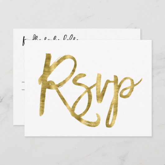 RSVP-Briefkaarten met witte en gouden bruiloft Uitnodiging Briefkaart (Voorkant / Achterkant)