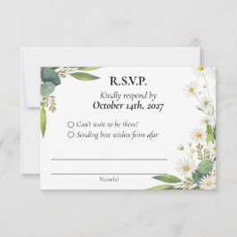 RSVP bruiloft botanische eucalyptus daisy thema