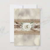 RSVP Bruiloft Burlap Beige Wit Rose Kant Bow Kaartje (Achterkant)