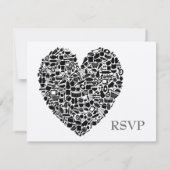 RSVP Bruiloft Eetgrage Harten Zilveren Antwoordkaa Kaartje (Achterkant)