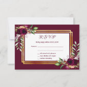 RSVP bruiloft florals bordeaux boho (Voorkant)