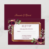 RSVP bruiloft florals bordeaux boho Kaartje (Voorkant / Achterkant)