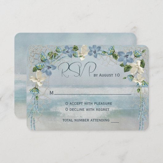 RSVP-bruiloft met Nautical Net RSVP Kaartje (Voorkant / Achterkant)