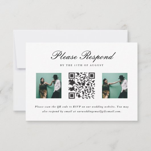 RSVP-bruiloft met QR-code en foto-bruiloft RSVP Kaartje (Voorkant)