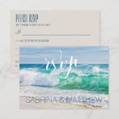 RSVP Bruiloft op het Strand met Brekende Golven Kaart (Voorkant / Achterkant)