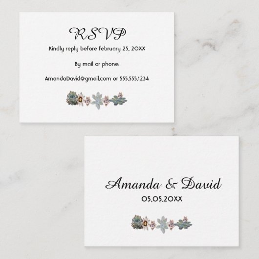 RSVP bruiloft sappige bloemen wit Informatiekaartje (Voorkant / Achterkant)