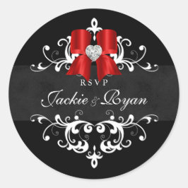 RSVP Bruiloft Stickers Zwart Wit Xmas Bow