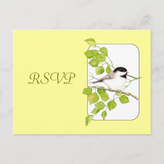 RSVP bruiloft, vogel, Natuur Chickadee Briefkaart (Voorkant)