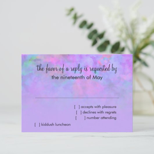 RSVP Card Abstract Design en violet (Debout devant)