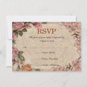 RSVP Card  Butterfly Flower Antiek Kaart