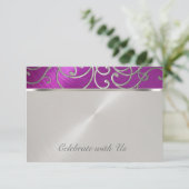 RSVP Card Elegant Raspberry Pink Silver Filigree (Staand voorkant)