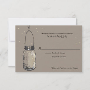 RSVP Card Fireflies & Mason Jar