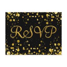 RSVP Card Gold-Confetti