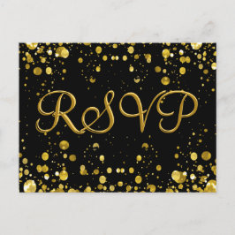 RSVP Card Gold-Confetti Uitnodiging Briefkaart
