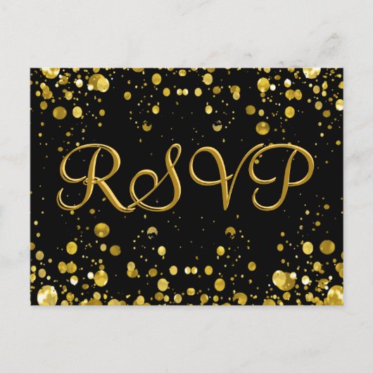 RSVP Card Gold-Confetti Uitnodiging Briefkaart (Voorkant)