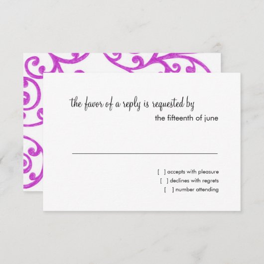 RSVP Card Magenta Pink Soll Motif (Devant / Derrière)