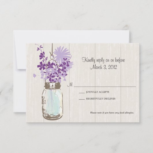 RSVP Card Mason Jar en vuurvliegjes (Voorkant)