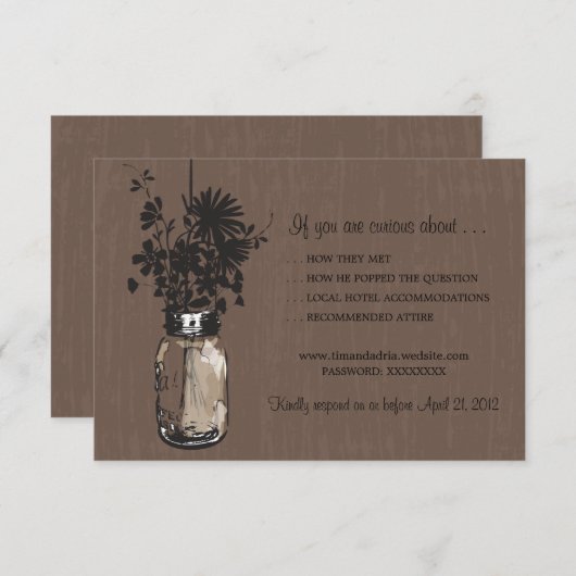 RSVP Card Mason Jar en vuurvliegjes (Voorkant / Achterkant)
