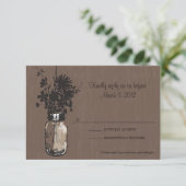 RSVP Card Mason Jar en vuurvliegjes (Staand voorkant)