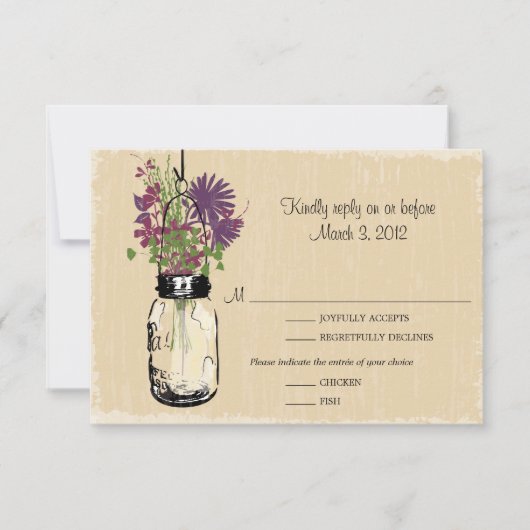 RSVP Card Mason Jar en Wildflowers (Voorkant)