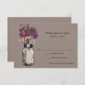 RSVP Card Mason Jar en Wildflowers (Voorkant / Achterkant)