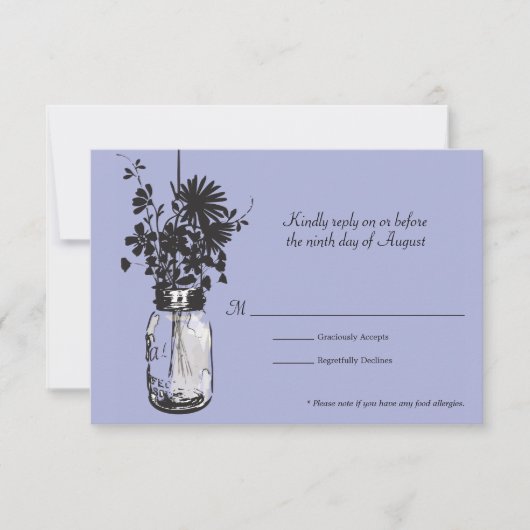 RSVP Card Mason Jar en Wildflowers (Voorkant)