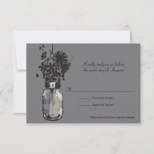 RSVP Card Mason Jar en Wildflowers Kaartje