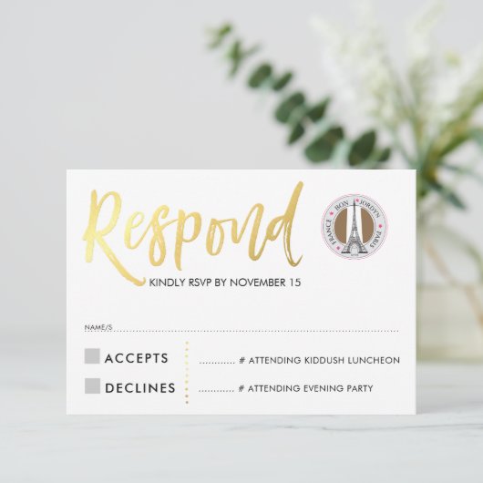 RSVP CARD or script réponse coeurs roses JORDYN1 (Debout devant)